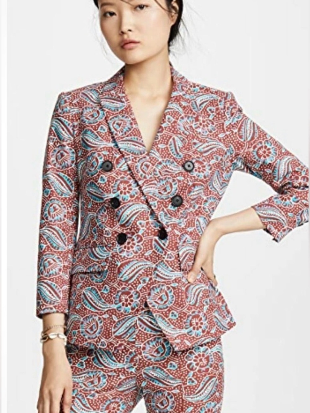 VERONICA BEARD Empire Dickey Jacket Clay Multi Color Paisley Size 8